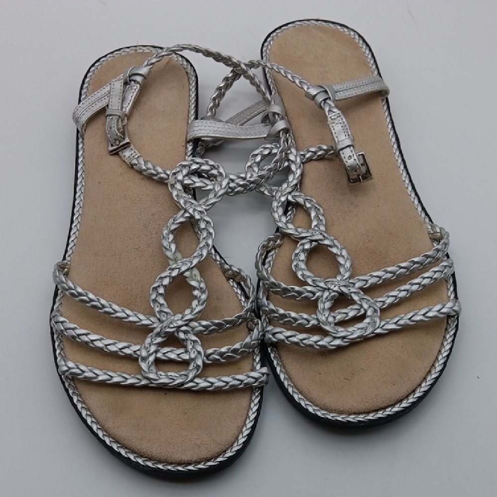 SILVER  BRAIDED  WOMANS SANDALS